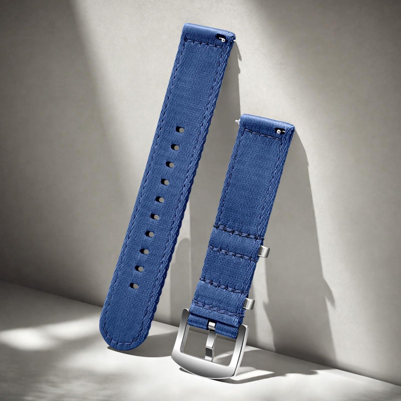 ULLCHRO Nylon Watch Strap Replacement Canvas Watch Band Military Army Men Women - 18mm, 20mm, 22mm, 24mm Watch Bracelet with Stainless Steel Silver Buckle (22mm, Navy Blue) - Image 4